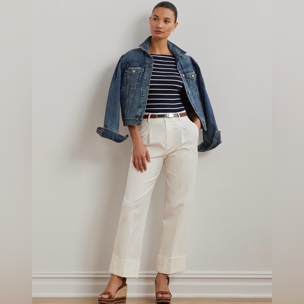 Lauren Ralph Lauren Navy and White Striped Tee - Picture 13 of 14